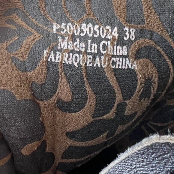 FLY LONDON Yip Women Sz 38 US 7.5-8 Wedge Bootie Black Oil Leather Ankle Zip - Picture 13 of 14